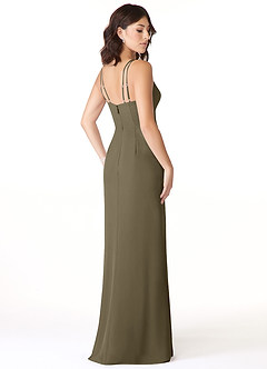Azazie Leo Bridesmaid Dresses Willow Green Mermaid V-Neck Pleated Chiffon Dress image4