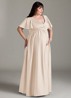 Azazie Verna Brautjungfernkleider für Schwangere A-Linie Gestreift Stretch-Satin Bodenlänge Kleid image12
