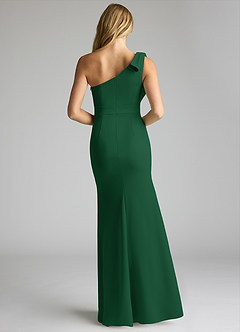 Azazie Rinna Bridesmaid Dresses Dark Green Mermaid One Shoulder Stretch Crepe Dress image4