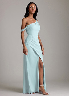 Azazie Madelyn Bridesmaid Dresses Mist Mermaid One Shoulder Chiffon Convertible Dress image5