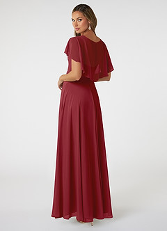 Azazie Jamie Bridesmaid Dresses Pomegranate A-Line Chiffon Dress image4