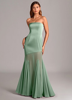 Azazie Uma Bridesmaid Dresses Agave Mermaid Strapless Chiffon Convertible Dress image1