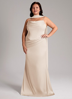 Azazie Sorrel Bridesmaid Dresses White Alabaster Mermaid Strapless Stretch Satin Convertible Dress image7
