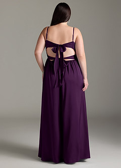 Azazie Zeya Bridesmaid Dresses Grape A-Line Pleated Stretch Satin Dress image10