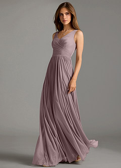 Azazie Keyla Bridesmaid Dresses Dusk A-Line Pleated Mesh Dress image1