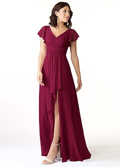Azazie Omari Bridesmaid Dresses Burgundy A-Line Chiffon Dress image4