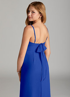 Azazie Mai Junior Royal Blue Sheath Pleated Chiffon Dress image6
