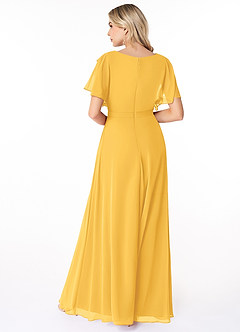 Azazie Aaliyah Modest Bridesmaid Dresses A-Line Scoop Pleated Chiffon Floor-Length Dress image2