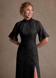 Azazie Hypatia Klänningar till brudens mor Klä Tubklänning i Blommig Utbrändhet Plisserad Svart image6