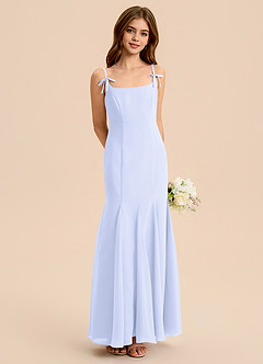 Azazie Evey Junior Vestido de Lavanda de Gasa de Corte Sirena con Plisado image1