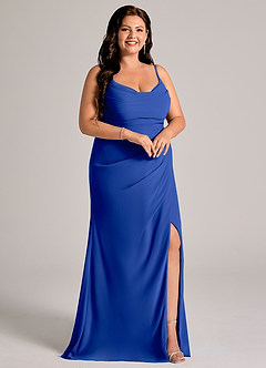 Azazie Deandra Bridesmaid Dresses Royal Blue Mermaid Pleated Chiffon Dress image10