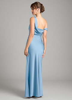 Azazie Madelyn Bridesmaid Dresses Powder Blue Mermaid One Shoulder Stretch Satin Convertible Dress image2