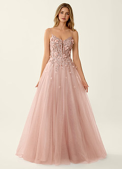 Briseis Pink Lace Corset Lace Up Back Tulle Prom Dress image5