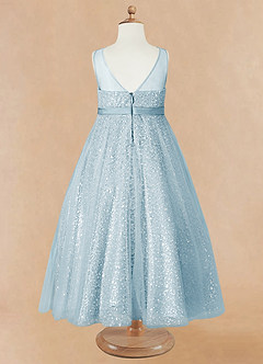 Azazie Siwa Flower Girl Dresses Sky Blue A-Line Beaded Tulle Dress image6