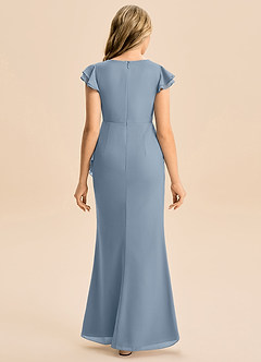 Azazie Julie Junior Dusty Blue Mermaid Ruched Chiffon Dress image5