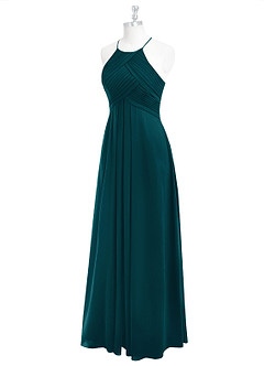 Azazie Ginger Bridesmaid Dresses Pine A-Line Halter Pleated Chiffon Dress image8