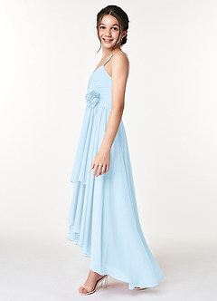 Azazie Catalina Junior Sky Blue A-Line Ruched Chiffon Dress image5