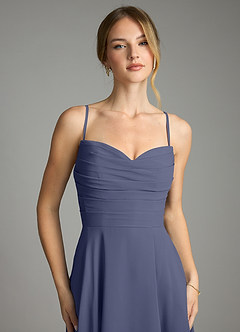 Azazie Ayla Abiti da Damigella Abito A-Line in Chiffon Scollo a Cuore Stormy image5