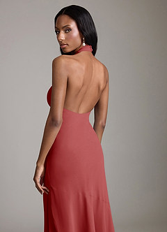 Azazie Lorena Bridesmaid Dresses Rust Mermaid Pleated Chiffon Dress image6