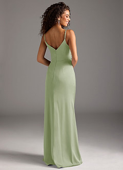 Azazie Deandra Bridesmaid Dresses Dusty Sage Mermaid Pleated Stretch Satin Dress image2
