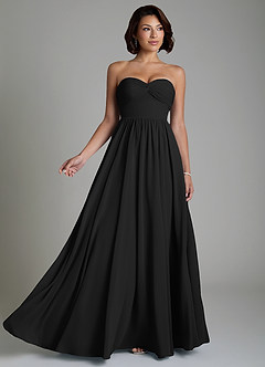 Azazie Petra Bridesmaid Dresses Black A-Line Corset Chiffon Dress image4
