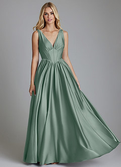 Azazie Delmie Brudtärnklänningar Klä av A-Linje i Stretch Satin Korsett Silversalvia image1