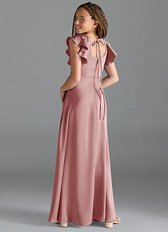 Azazie Bondi Junior Dusty Rose A-Line Side Slit Stretch Satin Dress image5