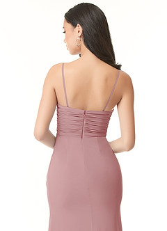 Azazie Darria Robes de demoiselle d'honneur Robe Fourreau Convertible en Mousseline extensible Plissee mit quadratischem Ausschnitt Rose Poussiéreuse image8