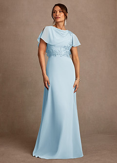 Azazie Frieda Mère de la mariée Robes Robe Trapèze en Mousseline de soie Appliqué Bleu Ciel image1