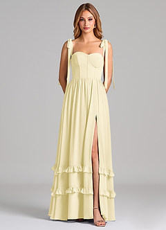 Azazie Anastacia Bridesmaid Dresses Lemon Sorbet A-Line Sweetheart Neckline Chiffon Dress image6
