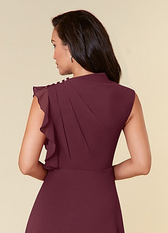 Azazie Narine Mother of the Bride Dresses Cabernet A-Line High Neckline Pleated Chiffon Dress image9