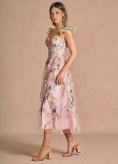 Denisse Blush Pink Multi Midi klänning image5