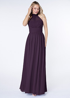 Azazie Iman Bridesmaid Dresses Plum A-Line A-Line Ruched Chiffon Dress image4