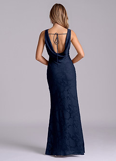 Azazie Rylina Brudtärnklänningar Klä av Sjöjungfru i Blommig Utbrändhet Mörk Marinblå image2