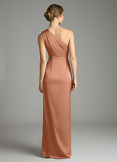 Azazie Emorie Venta Final Vestido de Bronceador de Satén Elástico de Corte Recto con Hombro unilateral image6