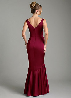 Azazie Alena Robes de demoiselle d'honneur Robe Sirène en Satin extensible Plissée Bourgogne image7