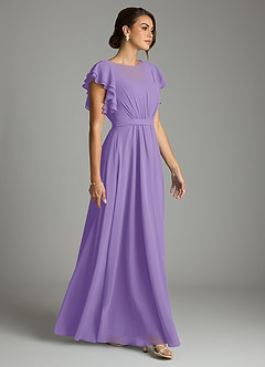 Azazie Daphne Modest Bridesmaid Dresses A-Line Ruffled Chiffon Floor-Length Dress image4