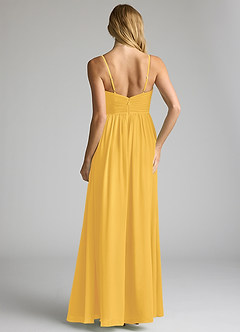 Azazie Alia Bridesmaid Dresses Marigold A-Line Pleated Chiffon Dress image5