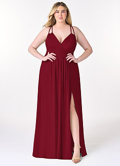 Azazie Farren Robes de demoiselle d'honneur Robe Trapèze Convertible en Mousseline de soie Plissée Bourgogne image10