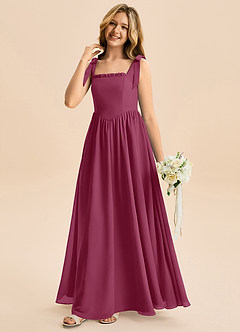 Azazie Delia Junior Abito A-Line in Chiffon Fiocco Gelso image4