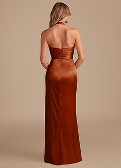 Azazie Jemma Bridesmaid Dresses Auburn Sheath Pleated Metallic Satin Dress image7