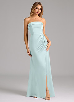 Azazie Aretha Bridesmaid Dresses Sea Glass A-Line Strapless Stretch Satin Convertible Dress image1