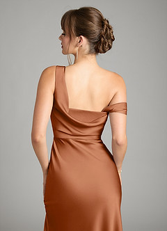 Azazie Madelyn Bridesmaid Dresses Copper Mermaid One Shoulder Stretch Satin Convertible Dress image7