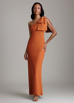 Azazie Yuanna Bridesmaid Dresses Cinnamon Mermaid One Shoulder Chiffon Dress image1