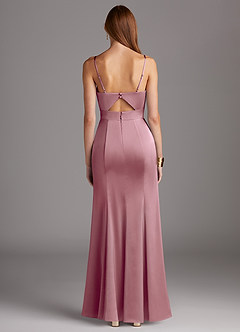 Azazie Shania Final Sale Vintage Mauve Sheath V-Neck Pleated Stretch Satin Dress image2