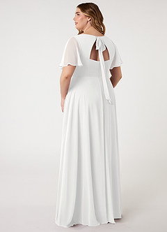 Azazie Kimber Robes de demoiselle d'honneur Robe Trapèze en Mousseline de soie Manches à volants Blanc image2