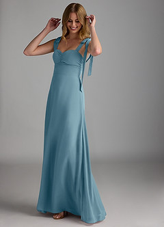 Azazie Lizet Bridesmaid Dresses Moody Blue A-Line Sweetheart Neckline Chiffon Dress image1