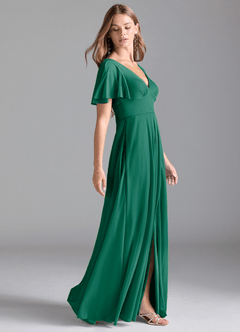 Azazie Kimber Schlussverkauf A-Linie mit Taschen Gittergewebe Kleid Smaragd image5