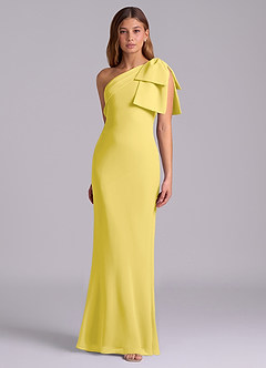 Azazie Yuanna Bridesmaid Dresses Canary Mermaid One Shoulder Chiffon Dress image5