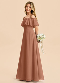 Azazie Maggie Junior Bronzer A-Line Off the Shoulder Chiffon Dress image3